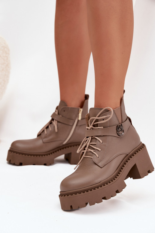 Aulinukai   su dekoruotais kulnais pašiltinti Zazoo 60557 smėlio spalvos