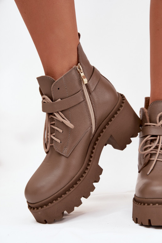 Aulinukai   su dekoruotais kulnais pašiltinti Zazoo 60557 smėlio spalvos