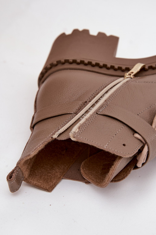 Aulinukai   su dekoruotais kulnais pašiltinti Zazoo 60557 smėlio spalvos