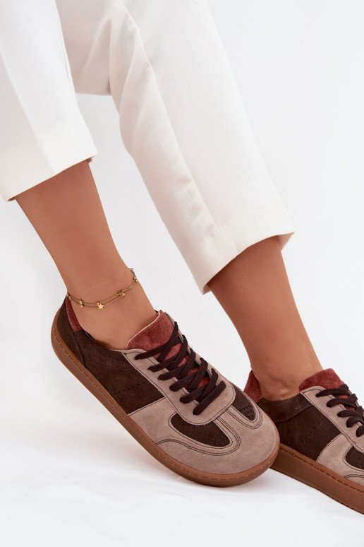   iš zomšos  modelio batai Barefoot  Zazoo N1277 rudos spalvos
