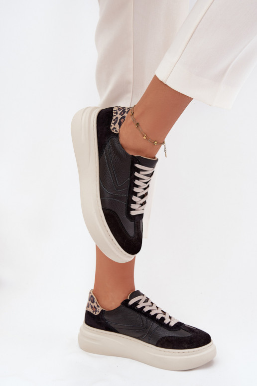    modelio batai  su platforma su leopardo kailio raštais Zazoo N1263 Juodos spalvos