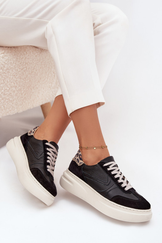    modelio batai  su platforma su leopardo kailio raštais Zazoo N1263 Juodos spalvos