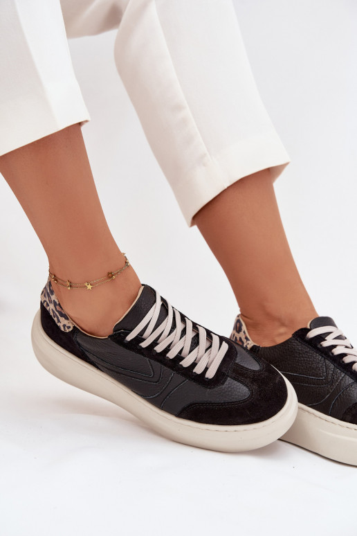    modelio batai  su platforma su leopardo kailio raštais Zazoo N1263 Juodos spalvos