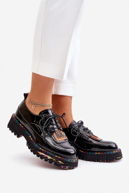 su lako efektu batai  su raišteliais Artiker 55C0499 Juodos spalvos