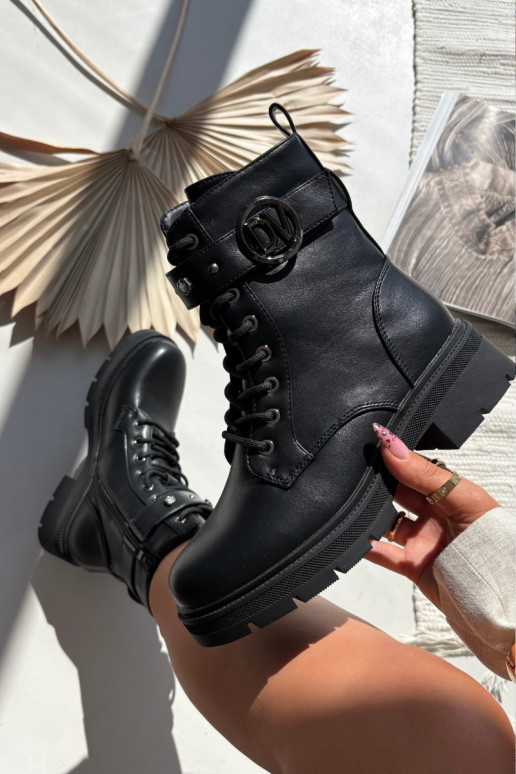 Moteriški pašiltinti darbiniai kulkšnies batai su puošniomis detalėmis, juodos spalvos, Talyssa Moteriški pašiltinti darbiniai kulkšnies batai su puošniomis detalėmis, juodos spalvos, Talyssa