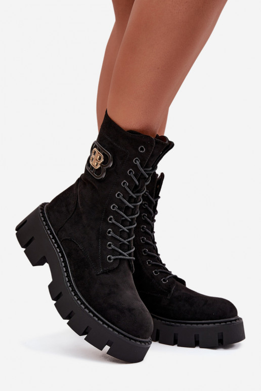 Pašiltinti aulinukai ir nokerai moteriški su ornamentais juodos spalvos Melisse