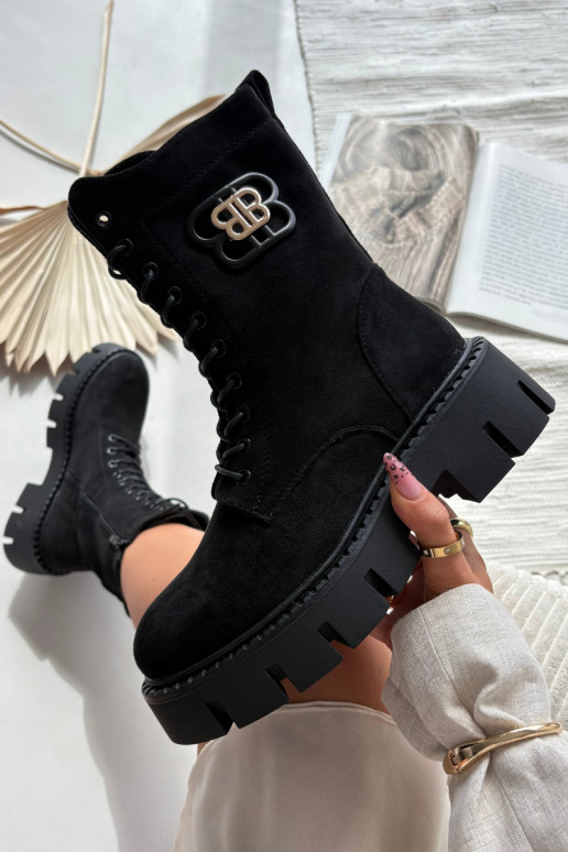 Pašiltinti aulinukai ir nokerai moteriški su ornamentais juodos spalvos Melisse