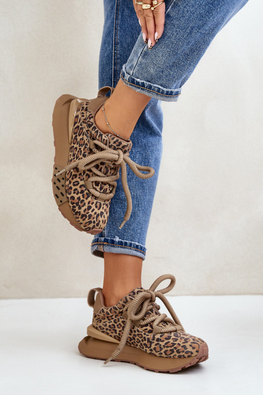 iš zomšos  modelio batai  su platforma Z Grubym m su leopardo kailio raštais Artiker 55C0135 rudos spalvos