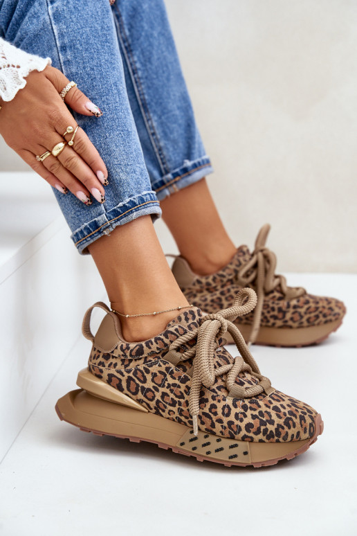 iš zomšos  modelio batai  su platforma Z Grubym m su leopardo kailio raštais Artiker 55C0135 rudos spalvos