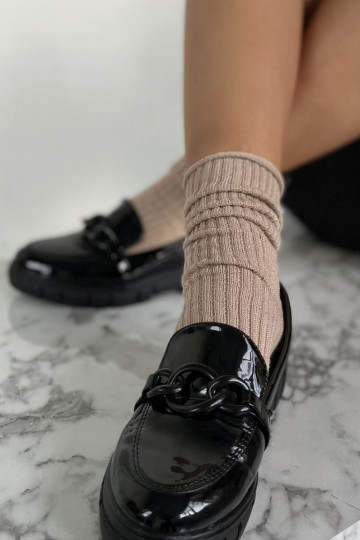 Kojinės  be atnaroPrążek z Lurexem smėlio spalvos