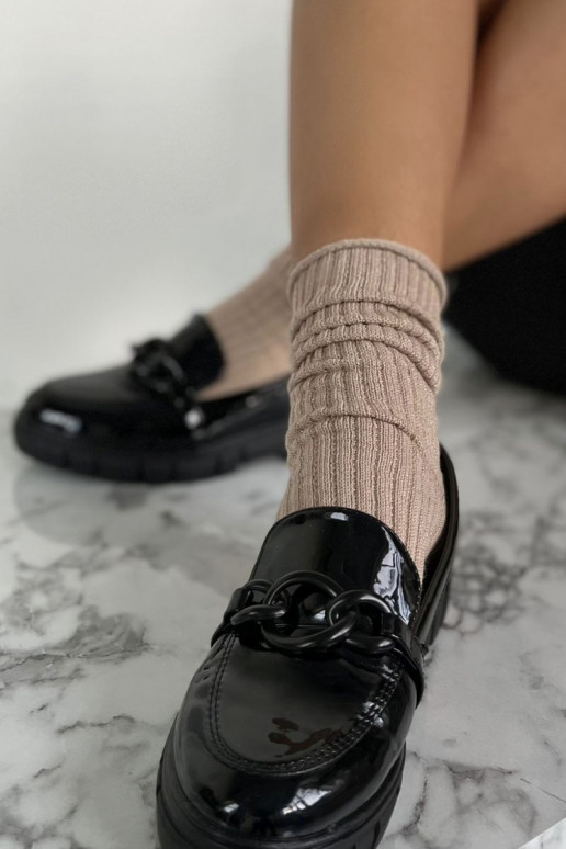 Kojinės  be atnaroPrążek z Lurexem smėlio spalvos