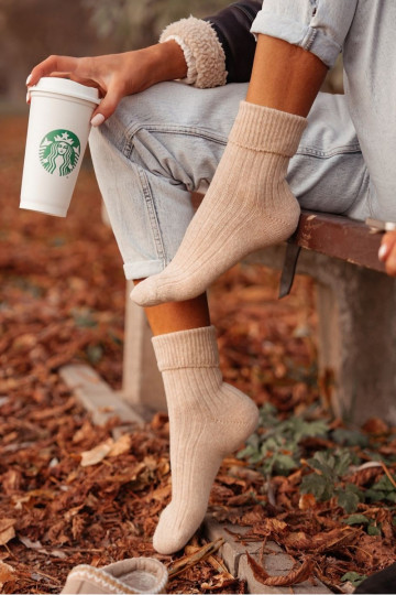 Kojinės  Wełniane smėlio spalvos