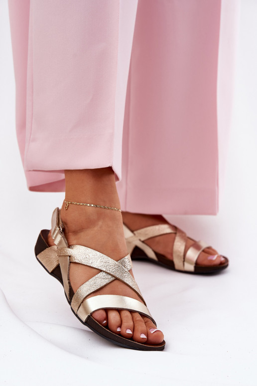 lygiapadžiai Moteriškos basutės  Zazoo 40032 aukso spalvos