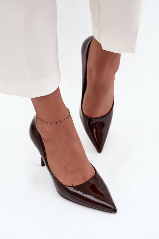 su lako efektu Eko   aukštakulniai bateliai  Ze Szpiczastymi Noskami Czekoladowe Jadira su lako efektu Eko   aukštakulniai bateliai  Ze Szpiczastymi Noskami Czekoladowe Jadira