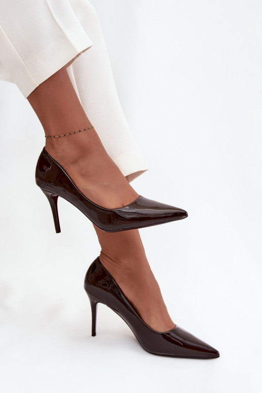 su lako efektu Eko   aukštakulniai bateliai  Ze Szpiczastymi Noskami Czekoladowe Jadira su lako efektu Eko   aukštakulniai bateliai  Ze Szpiczastymi Noskami Czekoladowe Jadira