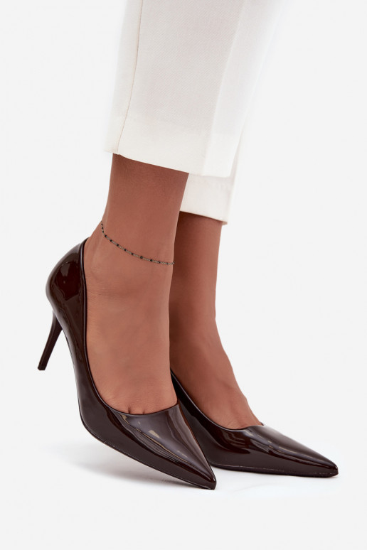 su lako efektu Eko   aukštakulniai bateliai  Ze Szpiczastymi Noskami Czekoladowe Jadira su lako efektu Eko   aukštakulniai bateliai  Ze Szpiczastymi Noskami Czekoladowe Jadira