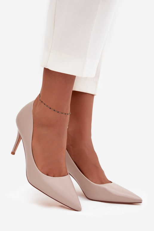 aukštakulniai bateliai  iš eko odos smėlio spalvos Sivana