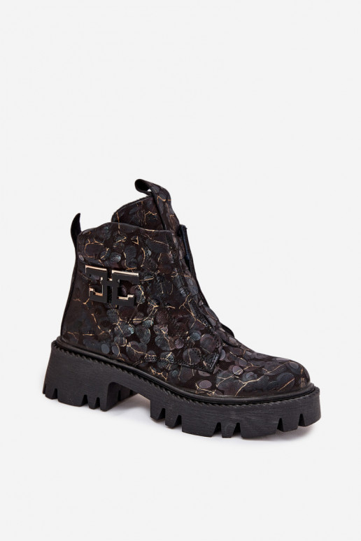 Aulinukai  su ornamentais pašiltinti Artiker 57C2084 Juodos ir-aukso spalvos