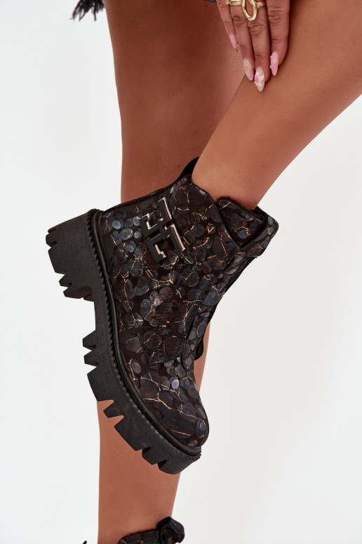 Aulinukai  su ornamentais pašiltinti Artiker 57C2084 Juodos ir-aukso spalvos