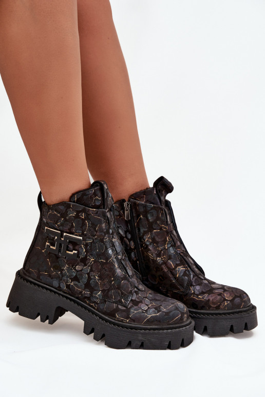 Aulinukai  su ornamentais pašiltinti Artiker 57C2084 Juodos ir-aukso spalvos