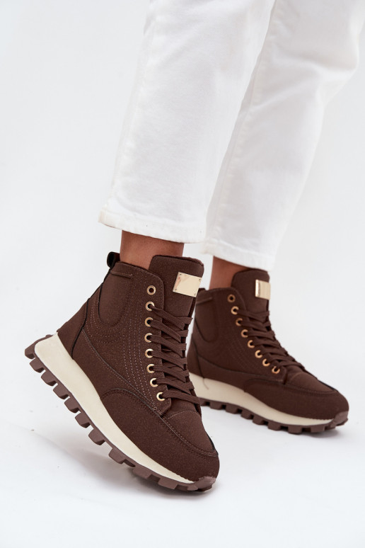 pašiltinti batai  su platforma rudos spalvos Marivira