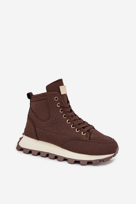 pašiltinti batai  su platforma rudos spalvos Marivira