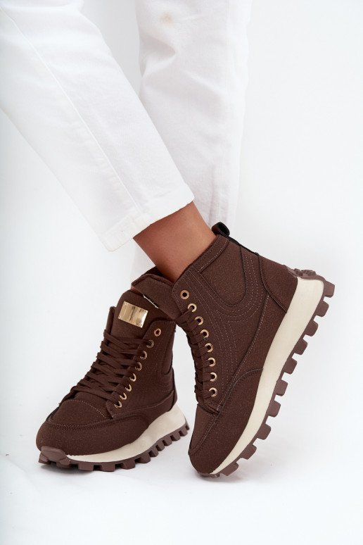 pašiltinti batai  su platforma rudos spalvos Marivira