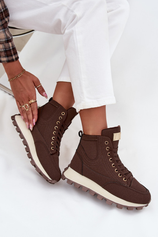 pašiltinti batai  su platforma rudos spalvos Marivira