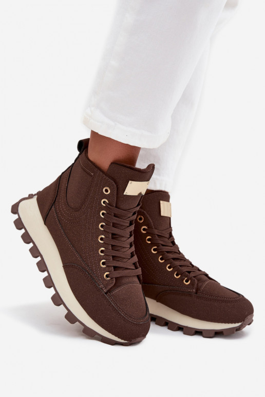 pašiltinti batai  su platforma rudos spalvos Marivira