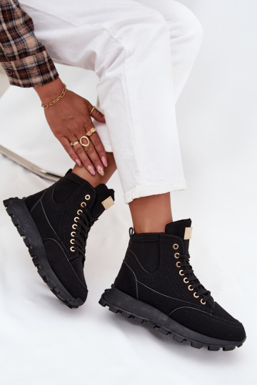 pašiltinti batai  su platforma Juodos spalvos Marivira