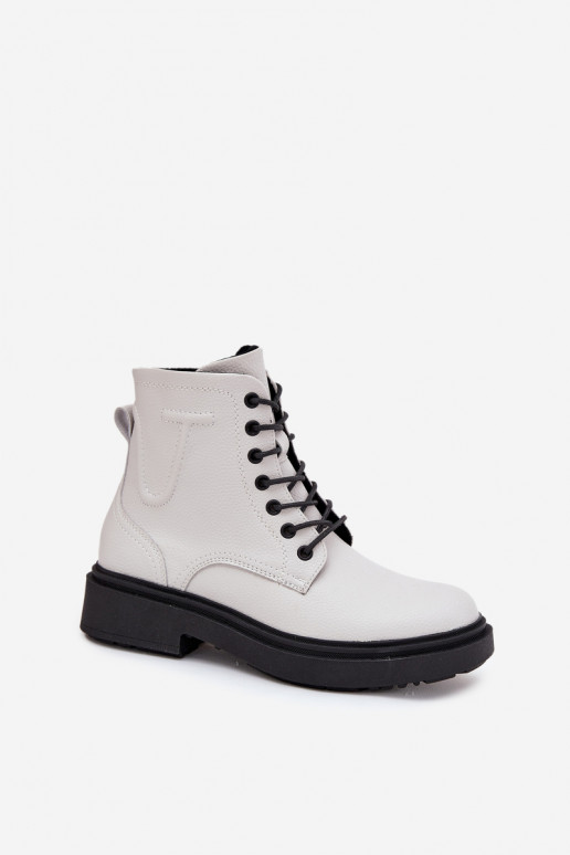 pašiltinti Moteriški aulinukai Z Naturalnej Skóry Sergio Leone BT25248-S baltos spalvos