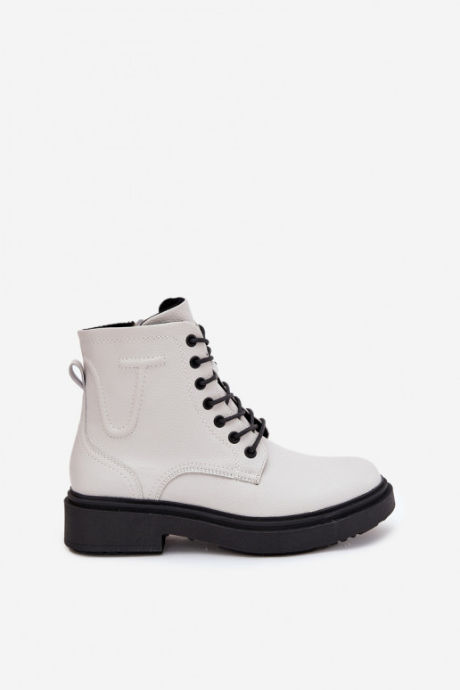 pašiltinti Moteriški aulinukai Z Naturalnej Skóry Sergio Leone BT25248-S baltos spalvos