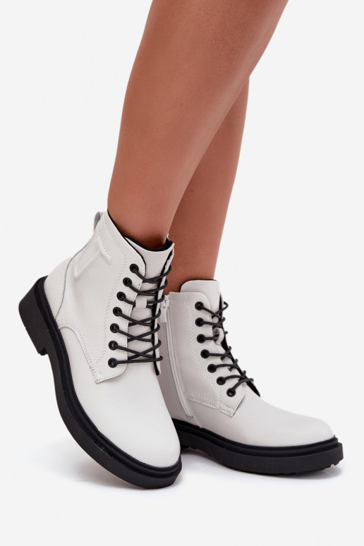 pašiltinti Moteriški aulinukai Z Naturalnej Skóry Sergio Leone BT25248-S baltos spalvos