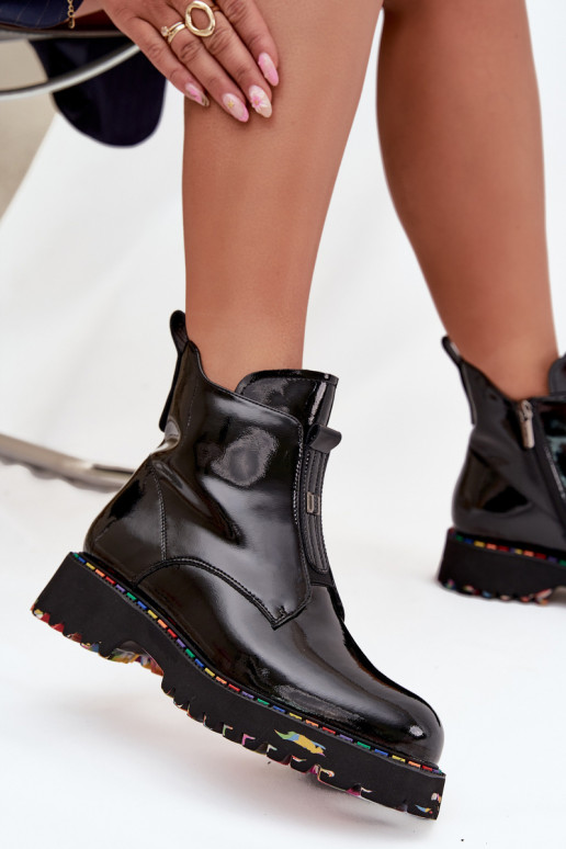 su lako efektu Moteriški aulinukai Z Naturalnej Skóry pašiltinti Artiker 57C0166 Juodos spalvos