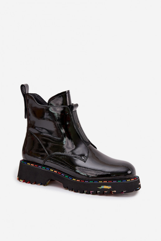 su lako efektu Moteriški aulinukai Z Naturalnej Skóry pašiltinti Artiker 57C0166 Juodos spalvos