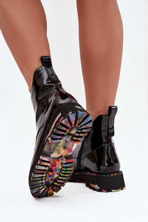 su lako efektu Moteriški aulinukai Z Naturalnej Skóry pašiltinti Artiker 57C0166 Juodos spalvos