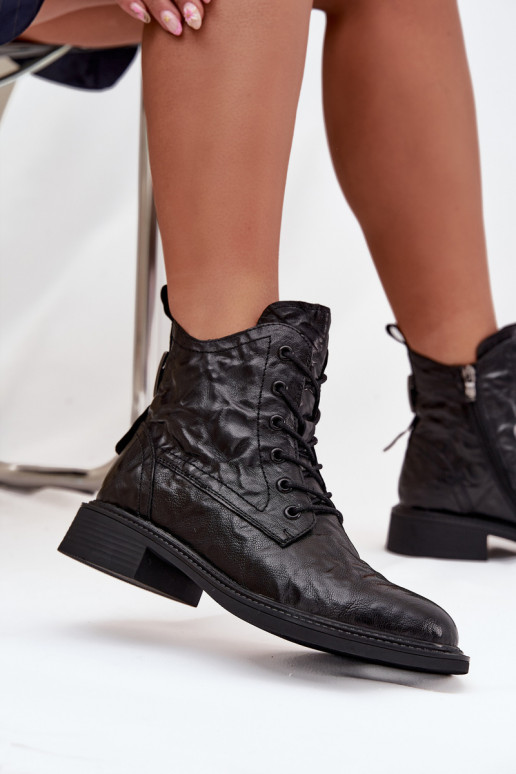 Moteriški aulinukai Z Naturalnej Skóry pašiltinti Artiker 57C1006 Juodos spalvos