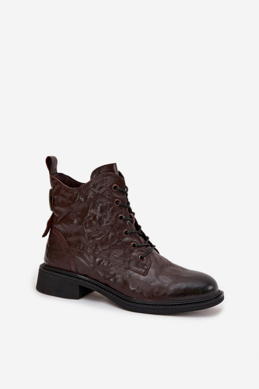 Moteriški aulinukai Z Naturalnej Skóry pašiltinti Artiker 57C1005 Czekoladowe