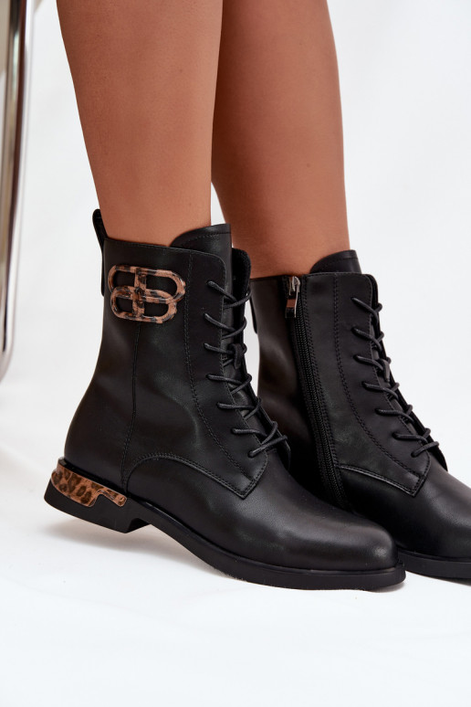 Aulinukai  su plačiais kulniukais su ornamentais pašiltinti Artiker 57C1064 Juodos spalvos