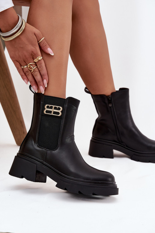 Juodos spalvos šilti moteriški aulinukai su auksinėmis detalėmis Serene