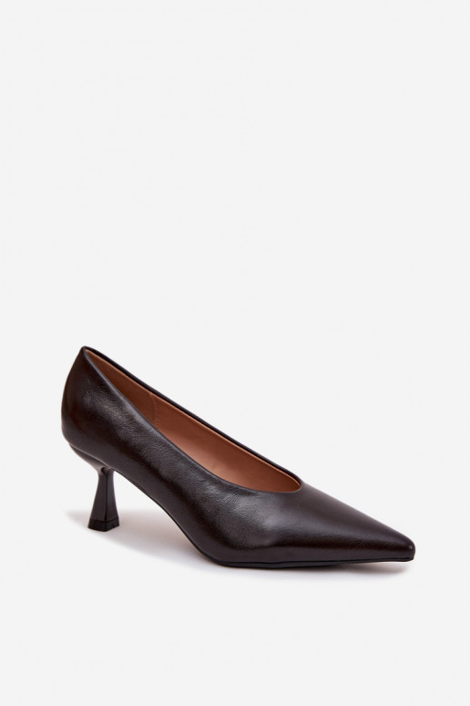 Lakuoti bateliai su plonais kulniukais šokoladinės spalvos Gavrielle