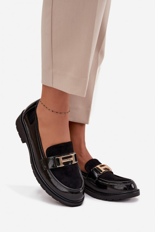 Lakuoti mokasinai  Ze aukso spalvosm Detalem S.Barski HY52-545 Juodos spalvos