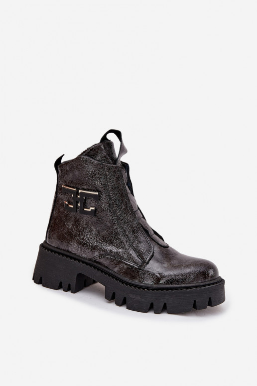   su lako efektu Moteriški aulinukai su ornamentais pašiltinti Artiker 57C2081 pilkos spalvos