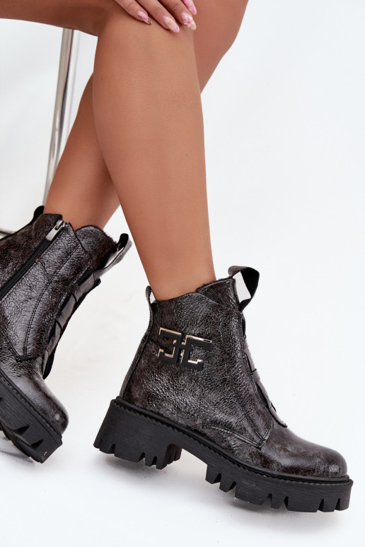   su lako efektu Moteriški aulinukai su ornamentais pašiltinti Artiker 57C2081 pilkos spalvos