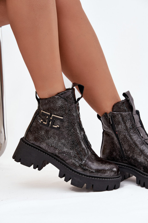   su lako efektu Moteriški aulinukai su ornamentais pašiltinti Artiker 57C2081 pilkos spalvos