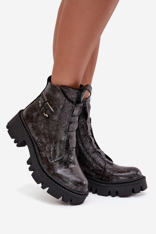   su lako efektu Moteriški aulinukai su ornamentais pašiltinti Artiker 57C2081 pilkos spalvos