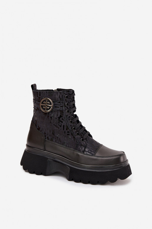 Aulinukai  su platforma  su užrašais I Ozdobnym Detalem Artiker 57C2273 Juodos spalvos