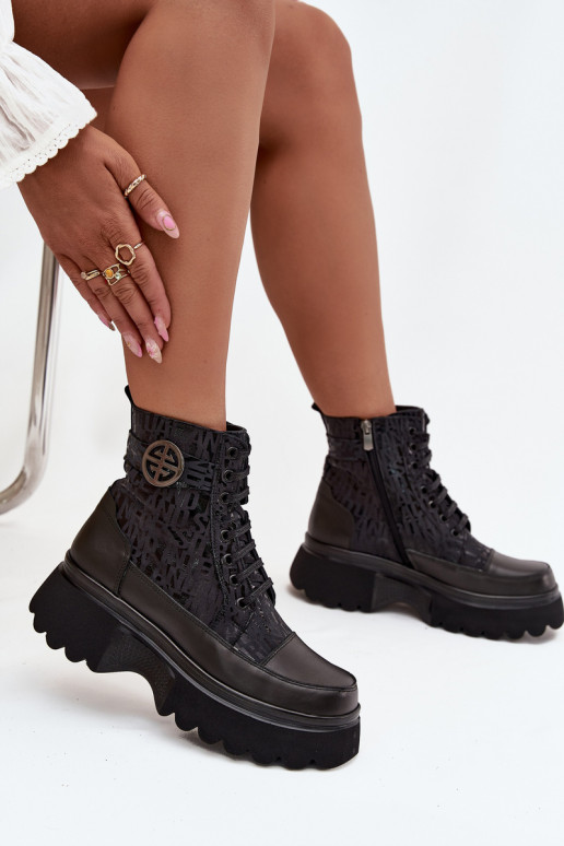 Aulinukai  su platforma  su užrašais I Ozdobnym Detalem Artiker 57C2273 Juodos spalvos