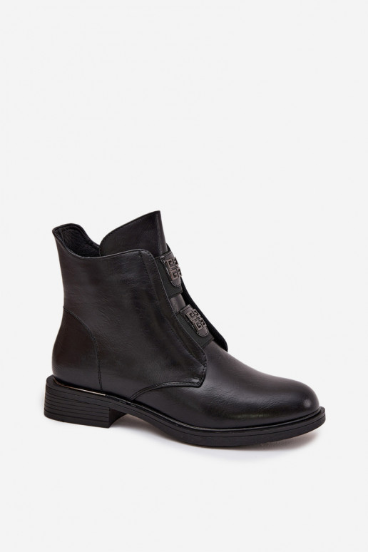 Moteriški aulinukai pašiltinti žemu kulniuku su gražiomis detalėmis Juodos spalvos Tavressa