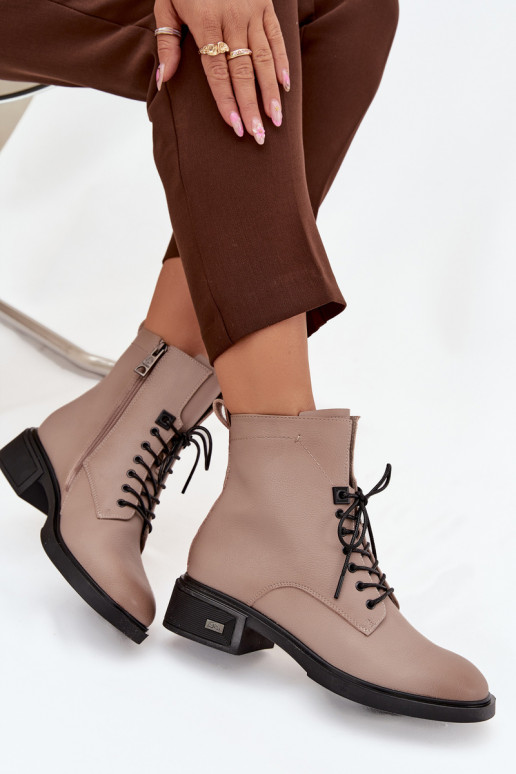 Moteriški aulinukai Z Naturalnej Skóry žemu kulniuku pašiltinti Vinceza 39955 smėlio spalvos